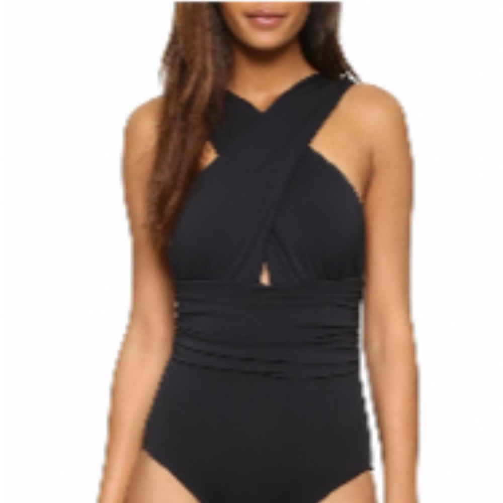 New ruched style black one piece swimwear